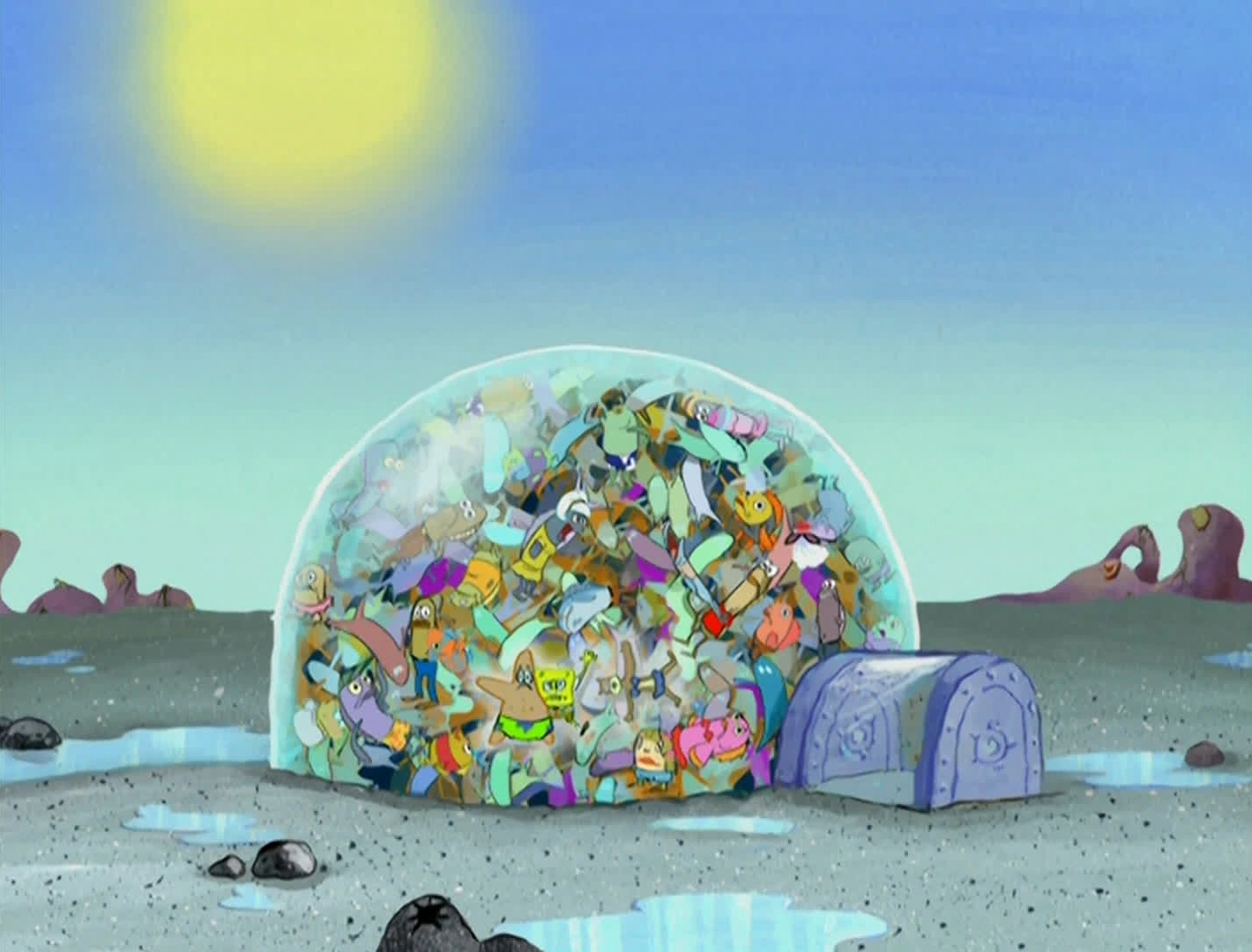 Губка боб мыльные пузыри. Под куполом сериал постер. Бикини боттом дом сэнди. Боб под куполом. Боб под куполом.