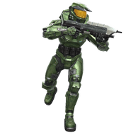 Master Chief clad in Mjolnir Mark V armor as it appears in Halo: Fireteam Raven.