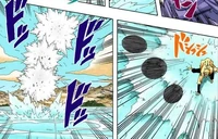 Naruto using the Truth-Seeking Orbs to block an attack from Sasuke.