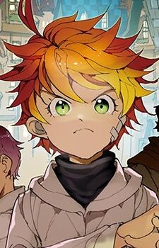 sleepy-rat261: Emma, from The Promised Neverland anime, she has short red  hair, long sleeve white shirt, view full body, green eyes, she is running