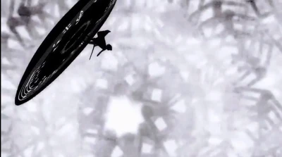 Sayaka Miki creates a platform in a fight against a witch.