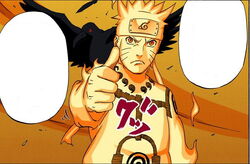 Naruto's first Kurama Chakra Mode. This mode uses limited chakra.