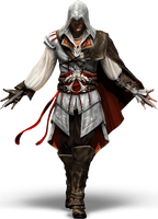 A full-body render of Ezio's base appearance in Assassin's Creed II