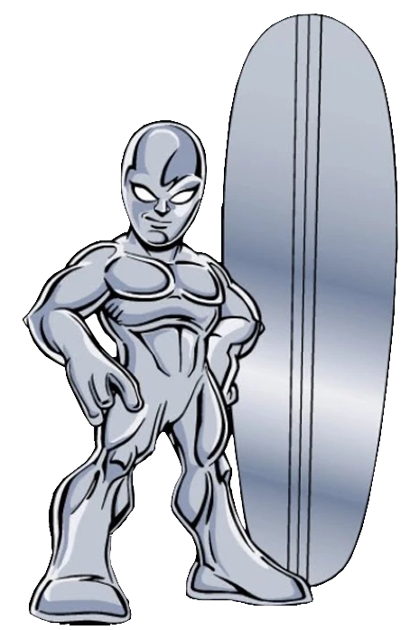 Silver hero. Супергерои серебряный серфер. Серебрянный серфер мультяшный. Silver Surfer мультяшный. Темный серфер отряд супергероев.