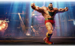 Street Fighter on X: Zangief flexes the beauty of his muscles in front of a raging crowd in the Barmaley Steelworks stage, a steel mill known for its blast furnace. Yes, he