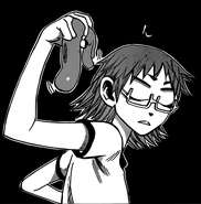 Akane turning a plastic ball into a rice cake. She was also implied to have turned furniture into candies once, and even materialized an entire castle on panel