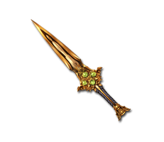 "The jewels glittering in this dagger's hilt represent the four corners of the world. In every age, this symbolic blade can be found in the freshly bloodied hands of a ruler."