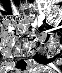 Yuji targets the barrier between Sukuna's and Megumi's souls with Dismantle
