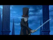 Layton wielding a sword