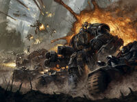 Raven Guard Marines charging into battle