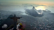 A V ship over Rio de Janeiro.