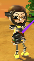 Asami as a Boss in Black Armor (Lanky) (Note the purple sword. Also note that Bosses never appear in the Small variant of Black Armor.