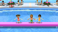 Greg in Splash Bash with Midori and Rin.