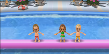 Ryan, Naomi, and Fritz participating in Splash Bash in Wii Party