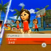 Fumiko and her teammates, Miyu and Mike, in Basketball.