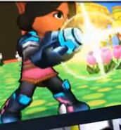 Paula as a Mii Gunner in Super Smash Bros. for 3DS.
