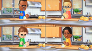 Tommy, Nick, Anna and Maria participating in Chop Chops in Wii Party