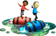 A Wii Party U artwork of Ivo and Paula playing River Rollin.