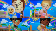 Pierre, Julie, Miyu and Haru participating in Cry Babies in Wii Party
