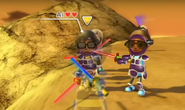 Gwen (on the right) wearing Purple Armor in Swordplay Showdown.