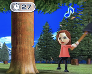 Elisa participating in Timber Topple in Wii Party