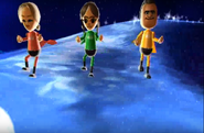 Mia, Chika, and Tommy participating in Space Brawl in Wii Party