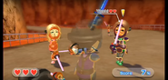 Yoshi (right) wearing Purple Armor in Swordplay Showdown