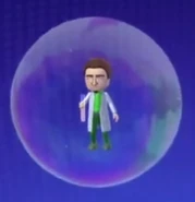 Pedro as a scientist in the Wii Party U end credits.