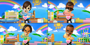 Miguel, Tatsuaki, and Andy participating in Cry Babies in Wii Party