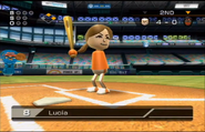 Lucía batting in Baseball.