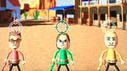 Cole, Ursula and Fritz participating in Popgun Posse in Wii Party