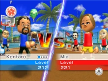 , with his teammates  and , about to play against , with her teammates  and  in 3-on-3 Game.