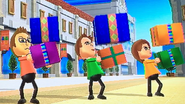 Nick, Barbara and Anna participating in Shifty Gifts in Wii Party