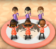 Susana, Marisa, Pierre, Jackie, Gwen, and Eduardo featured in Swap Meet in Wii Party