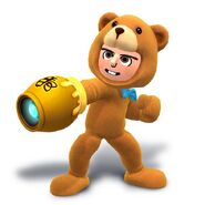 Dunbar wearing the Bear Hat and Suit in an artwork for Super Smash Bros. for Wii U.