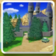 An angle of the side entrance of Summerstone Castle depicting the thumbnail of the Stage 19 of Swordplay Showdown.