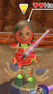 Haru wearing red armor in Swordplay Showdown.