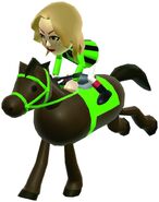 Rachel in a Wii Party artwork.