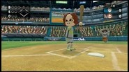Giulia batting in Baseball.