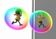 Jesús and Kaori floating in bubbles in the Wii Fit U end credits.