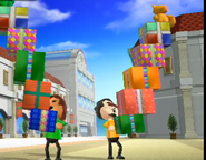 Yoko and Akira participating in Shifty Gifts in Wii Party