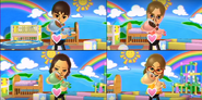 Abe, Tomoko, and Ashley participating in Cry Babies in Wii Party