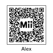 A QR code of Alex. Bernd's early version from Tomodachi Life.