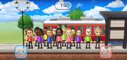 Eduardo, Michael, Sakura, Jackie, David, Abby, Rainer, Alex, Holly, Rachel, Tomoko, Elisa, Ian, and Alisha featured in Commuter Count in Wii Party
