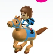 Pierre on a Wii Party render playing Derby Dash.