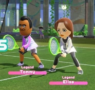 Elisa and Tommy in Nintendo Switch Sports Tennis.