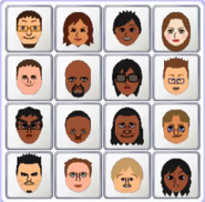 Michael with 15 other Miis in a Bingo card.