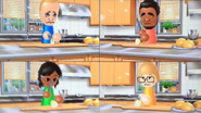 Fritz, Patrick, Haru and Nelly participating in Chop Chops in Wii Party