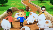 Oscar, Sakura, Emma and Akira participating in Ram Jam in Wii Party