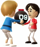 Alisha playing Time Bomb with Takumi in their Wii Party artwork.
